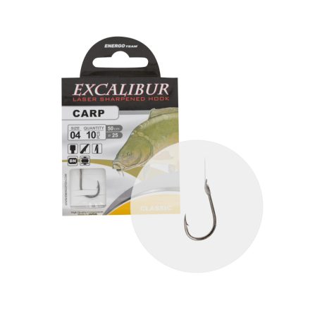 EXCALIBUR kötött horog carp classic, bn no.4