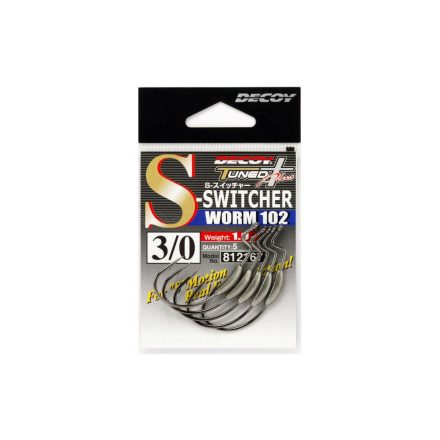 DECOY súlyozott offset horog WORM 102 S-SWICHER #4/0 1.5gr