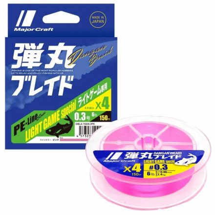 MAJOR CRAFT DANGAN BRAID X4 LIGHT GAME 150m #0.3 6lb Pink