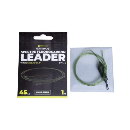 RIDGEMONKEY SPECTRE FLUOROCARBON UNI LEAD CLIP LEADER - CAMO GREEN BOJLIS SZERELÉK